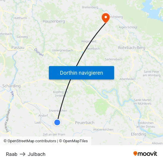 Raab to Julbach map