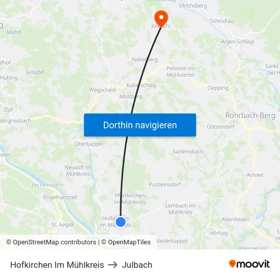 Hofkirchen Im Mühlkreis to Julbach map