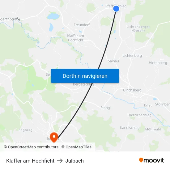 Klaffer am Hochficht to Julbach map
