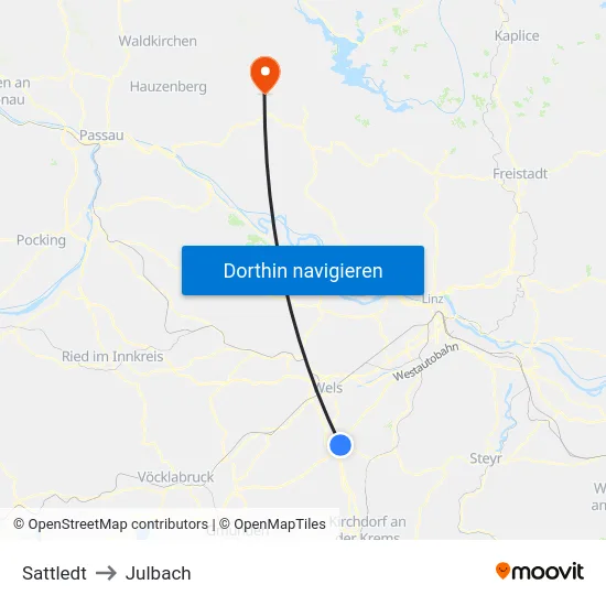 Sattledt to Julbach map