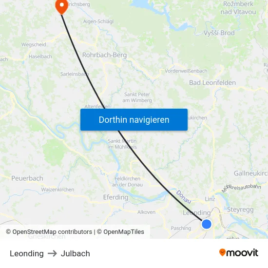 Leonding to Julbach map
