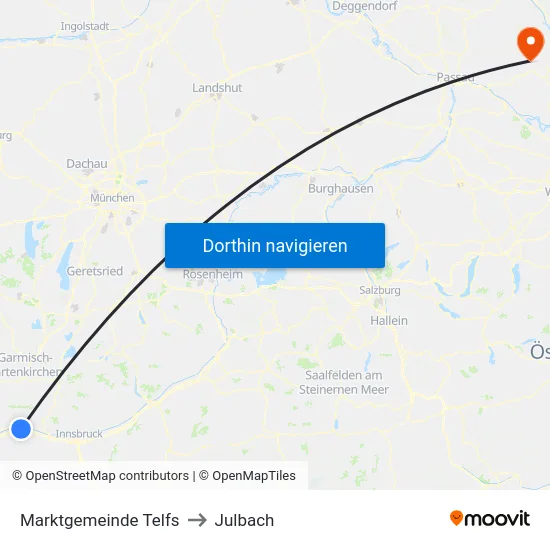 Marktgemeinde Telfs to Julbach map