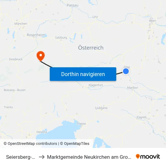 Seiersberg-Pirka to Marktgemeinde Neukirchen am Großvenediger map