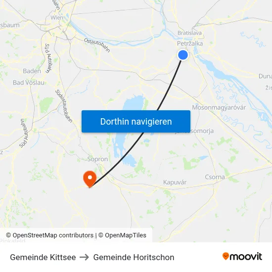 Gemeinde Kittsee to Gemeinde Horitschon map