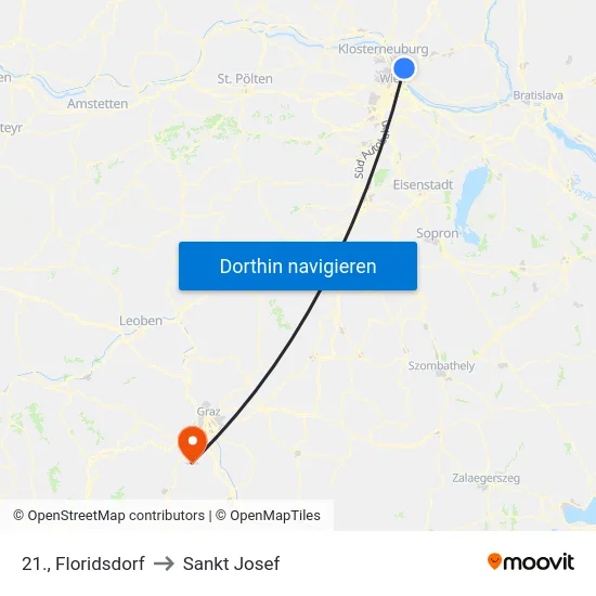 21., Floridsdorf to Sankt Josef map
