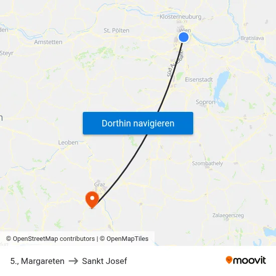 5., Margareten to Sankt Josef map
