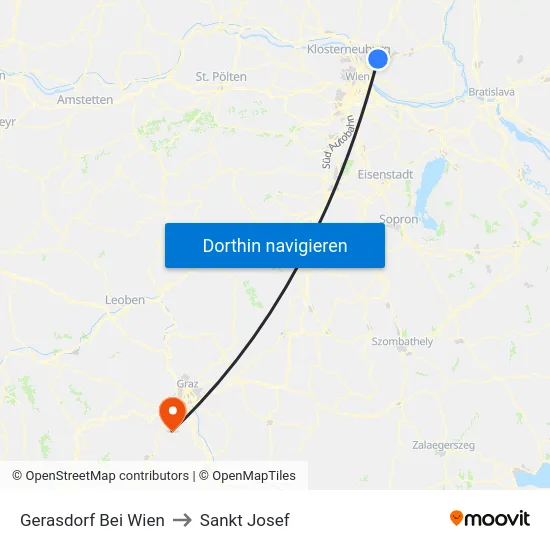 Gerasdorf Bei Wien to Sankt Josef map