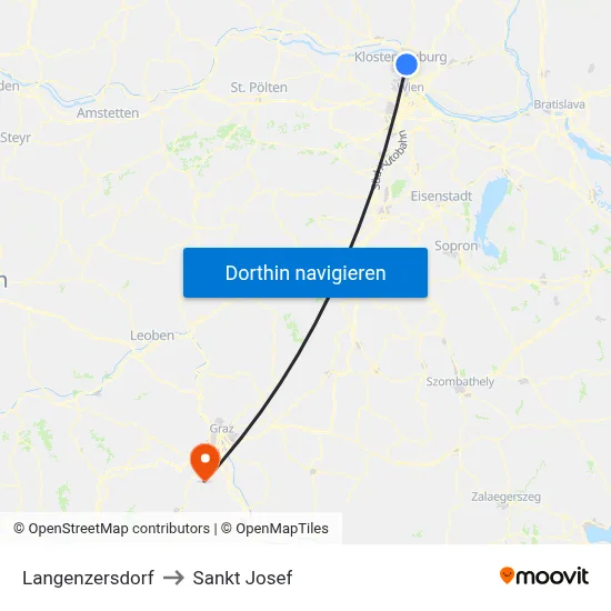 Langenzersdorf to Sankt Josef map