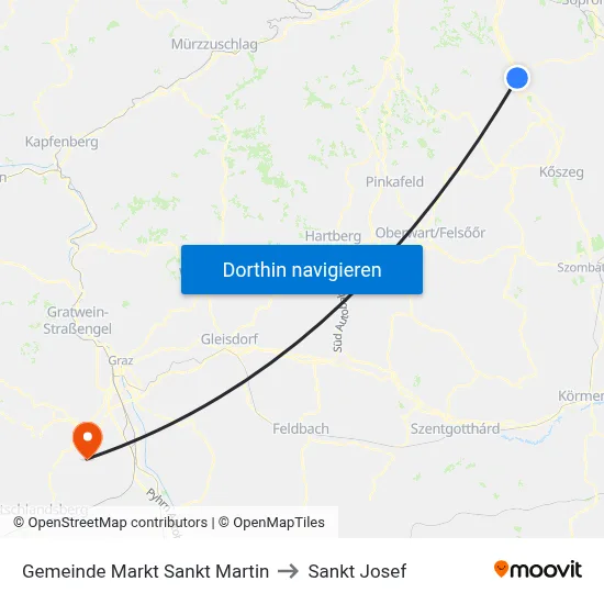 Gemeinde Markt Sankt Martin to Sankt Josef map
