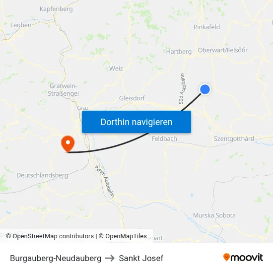 Burgauberg-Neudauberg to Sankt Josef map