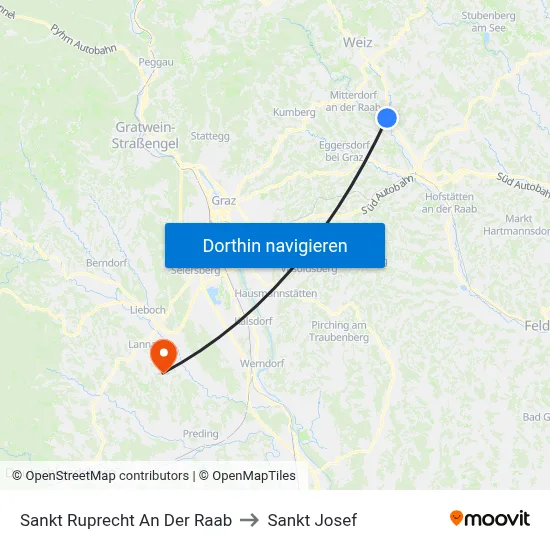 Sankt Ruprecht An Der Raab to Sankt Josef map