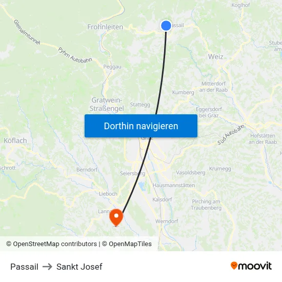 Passail to Sankt Josef map
