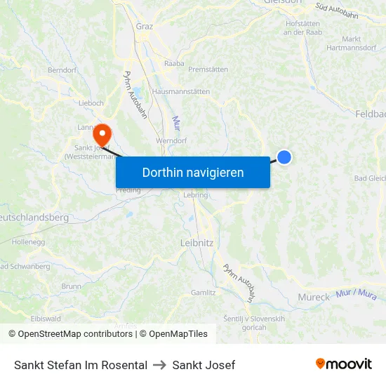 Sankt Stefan Im Rosental to Sankt Josef map