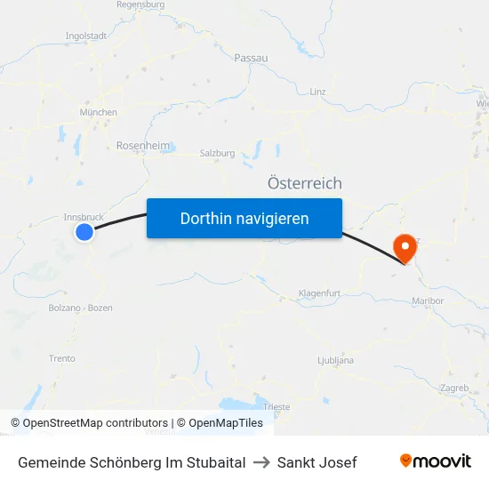 Gemeinde Schönberg Im Stubaital to Sankt Josef map