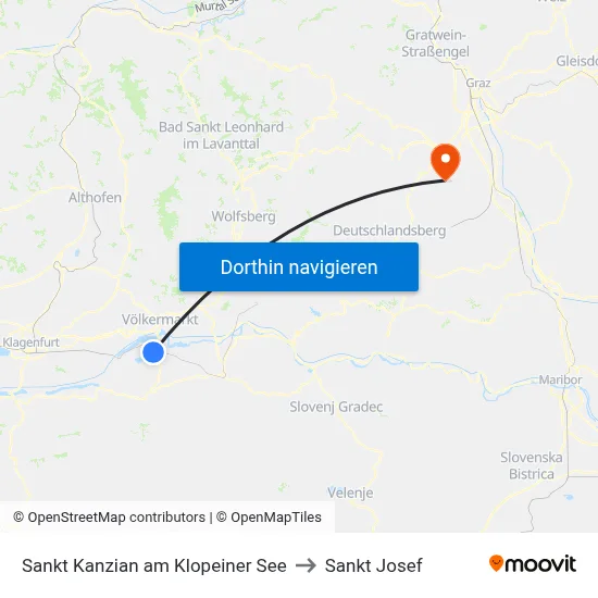 Sankt Kanzian am Klopeiner See to Sankt Josef map