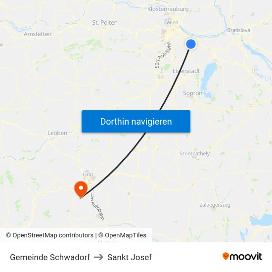 Gemeinde Schwadorf to Sankt Josef map