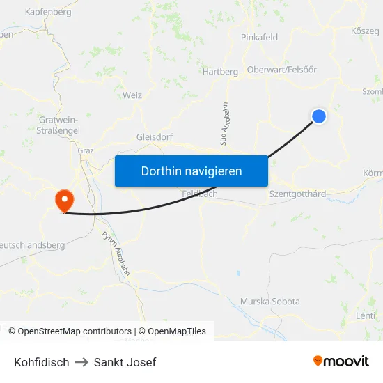 Kohfidisch to Sankt Josef map