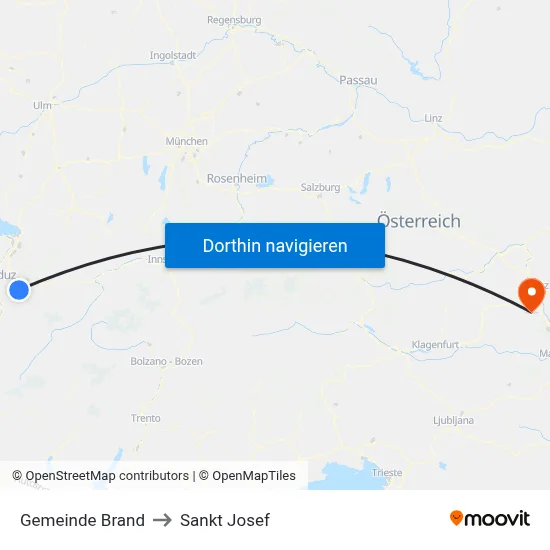 Gemeinde Brand to Sankt Josef map