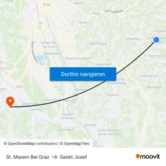 St. Marein Bei Graz to Sankt Josef map