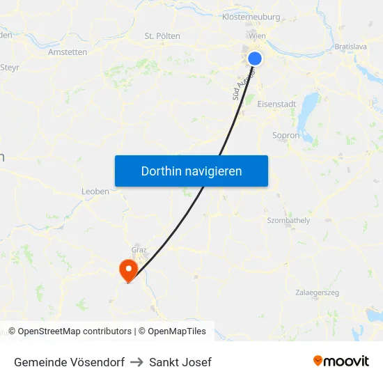 Gemeinde Vösendorf to Sankt Josef map