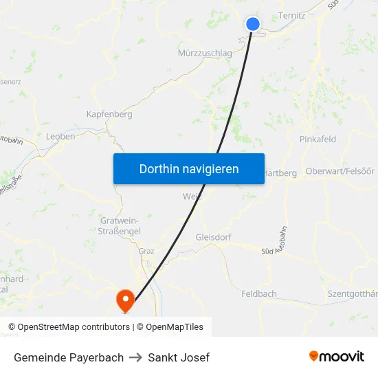 Gemeinde Payerbach to Sankt Josef map
