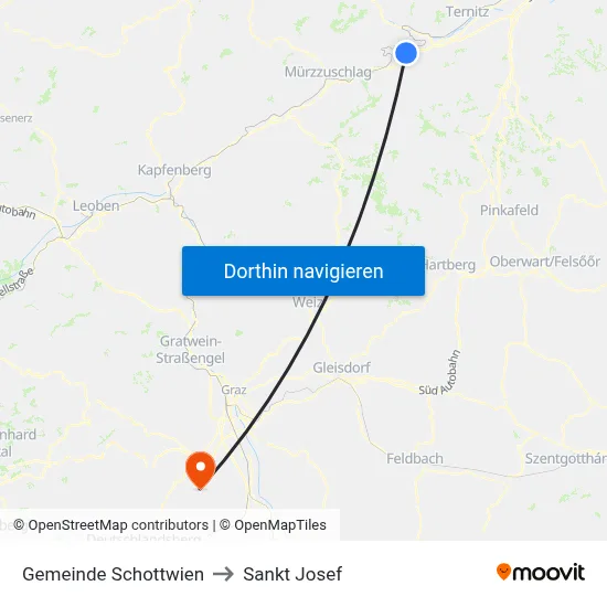 Gemeinde Schottwien to Sankt Josef map