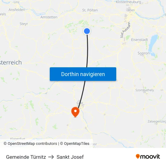 Gemeinde Türnitz to Sankt Josef map