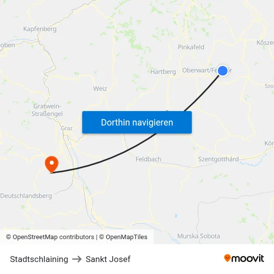 Stadtschlaining to Sankt Josef map
