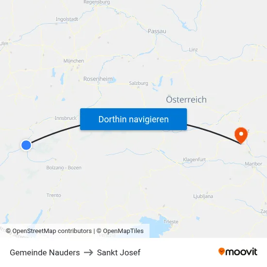 Gemeinde Nauders to Sankt Josef map