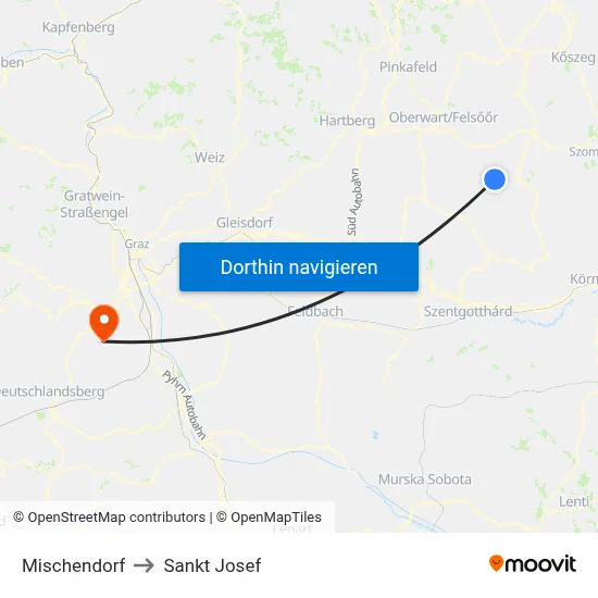 Mischendorf to Sankt Josef map