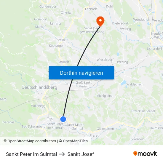 Sankt Peter Im Sulmtal to Sankt Josef map