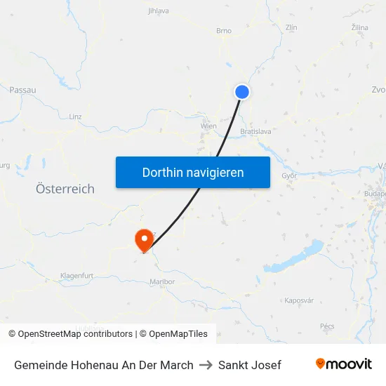 Gemeinde Hohenau An Der March to Sankt Josef map
