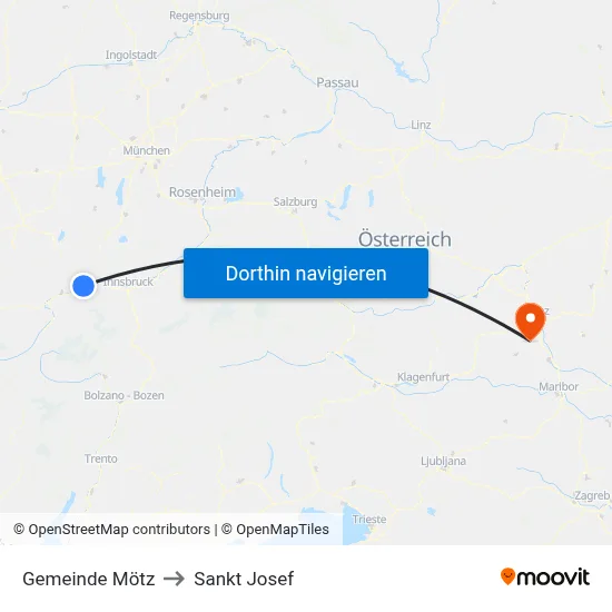 Gemeinde Mötz to Sankt Josef map