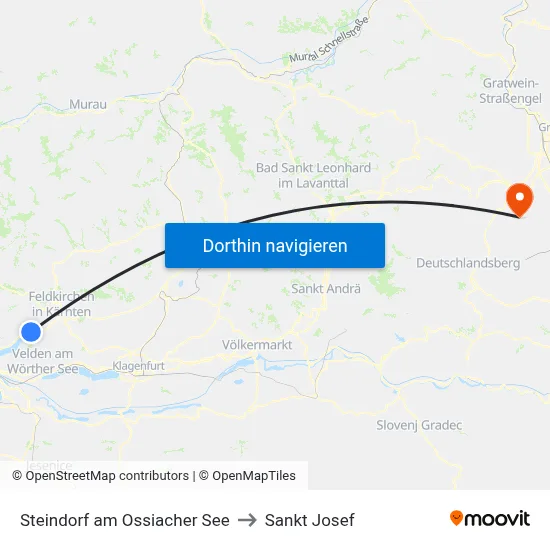 Steindorf am Ossiacher See to Sankt Josef map