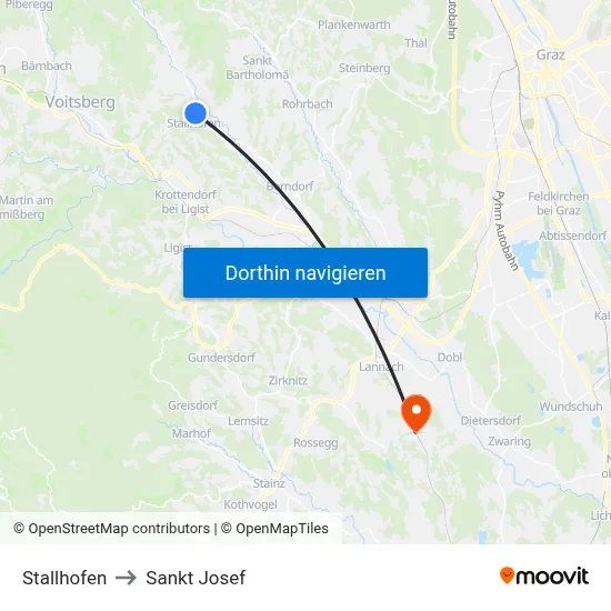 Stallhofen to Sankt Josef map