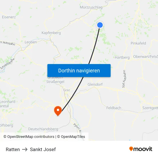 Ratten to Sankt Josef map