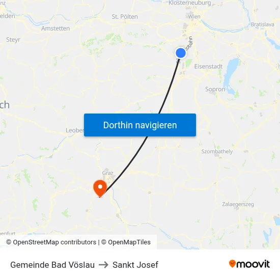 Gemeinde Bad Vöslau to Sankt Josef map