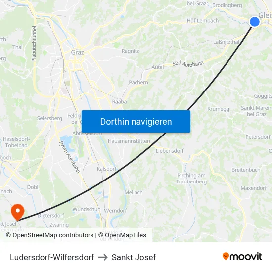Ludersdorf-Wilfersdorf to Sankt Josef map