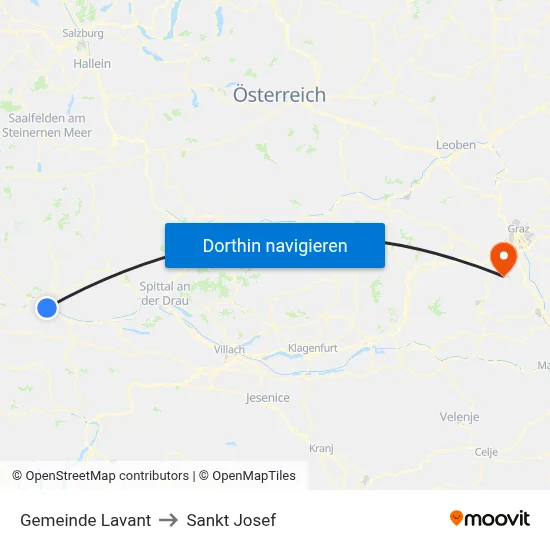 Gemeinde Lavant to Sankt Josef map