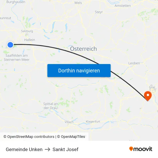 Gemeinde Unken to Sankt Josef map