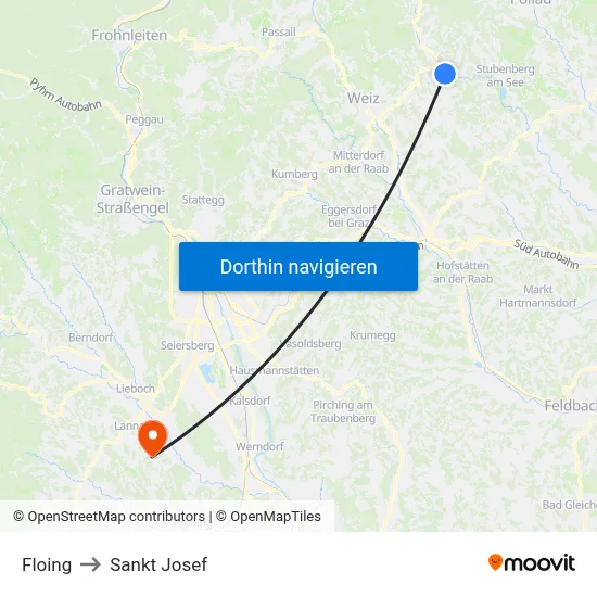 Floing to Sankt Josef map