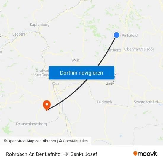 Rohrbach An Der Lafnitz to Sankt Josef map