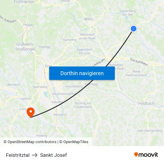 Feistritztal to Sankt Josef map