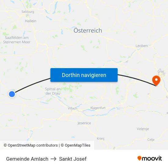 Gemeinde Amlach to Sankt Josef map
