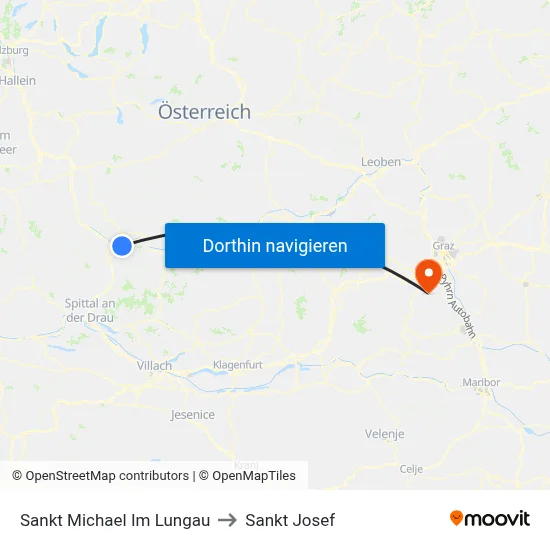 Sankt Michael Im Lungau to Sankt Josef map