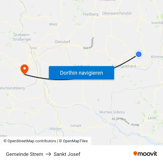 Gemeinde Strem to Sankt Josef map