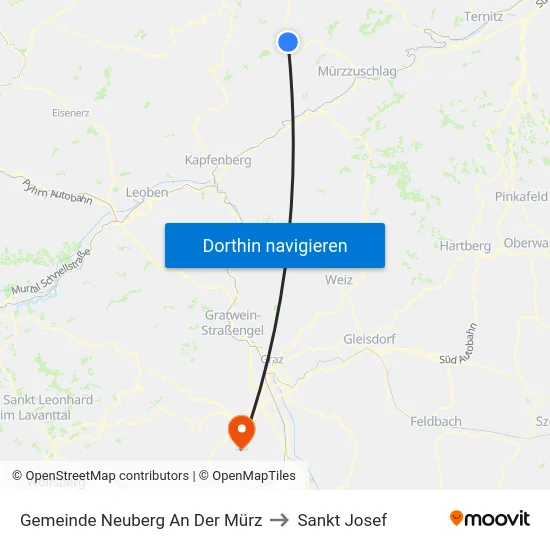 Gemeinde Neuberg An Der Mürz to Sankt Josef map