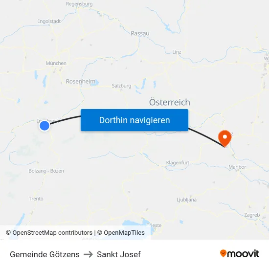 Gemeinde Götzens to Sankt Josef map