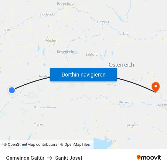 Gemeinde Galtür to Sankt Josef map