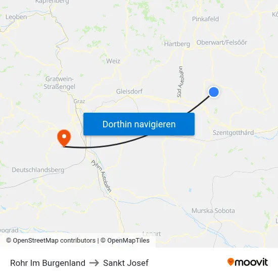 Rohr Im Burgenland to Sankt Josef map
